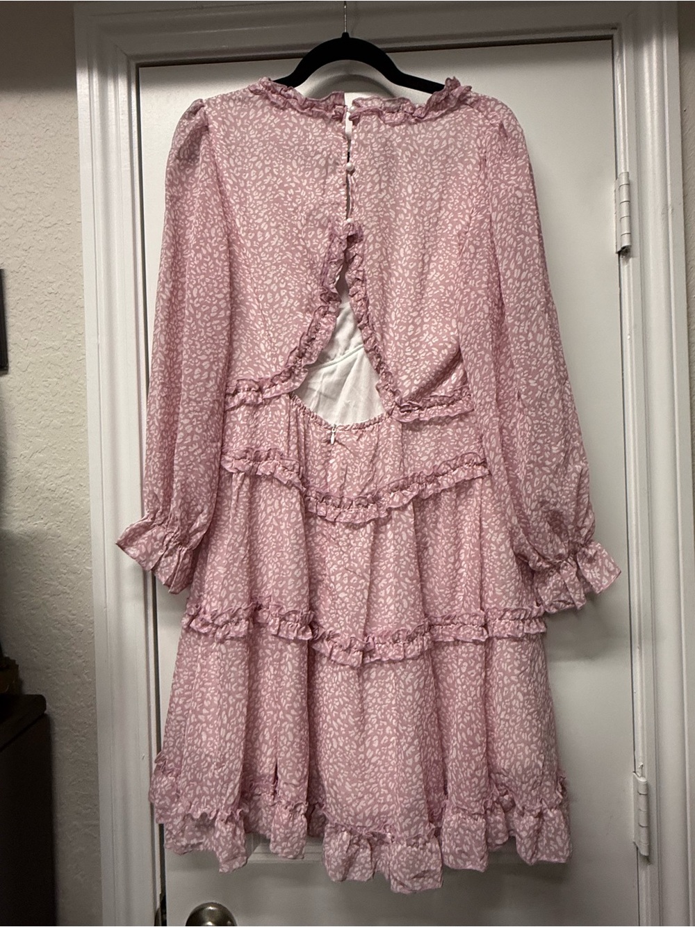 NWT DOKOTOO Pink Ruffle Tiered Mini Dress | Boho Floral | Size L - Picture 6 of 11